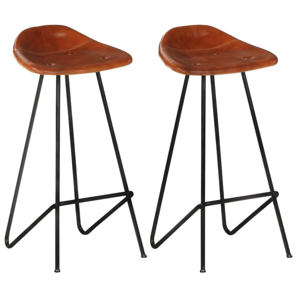 Vidaxl Barové stoličky 2 ks hnedé pravá koža
